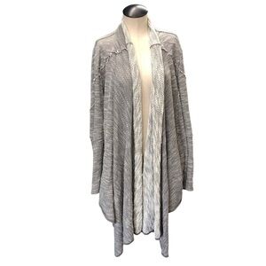FREE PEOPLE‎ Gray Asymmetrical Open Front Knit Cardigan Sweater - Size Medium